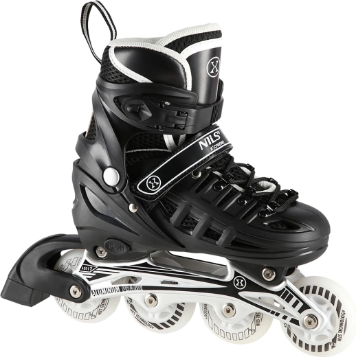 Patine pentru copii 4-în-1 NILS Extreme NH10905 – patine reglabile in-line, pe gheață și quad cu roți LED – M (35-38)