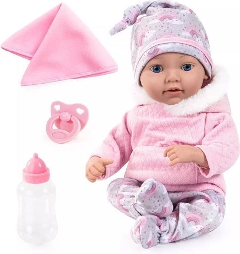 Păpușă bebeluș reborn Bayer 38 cm cu accesorii