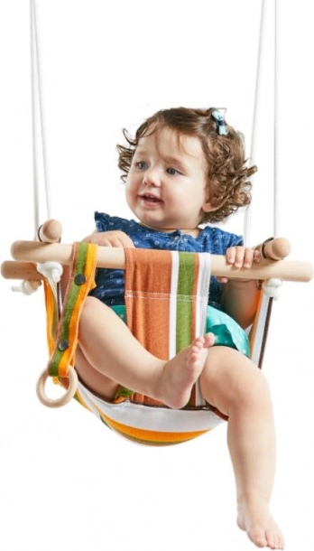Leagăn textil pentru copii din bumbac, cu dungi 2Kids Toys