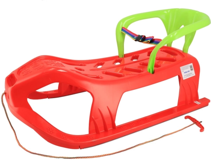 Sanie din plastic cu spătar Baby Mix Snow Star roșii