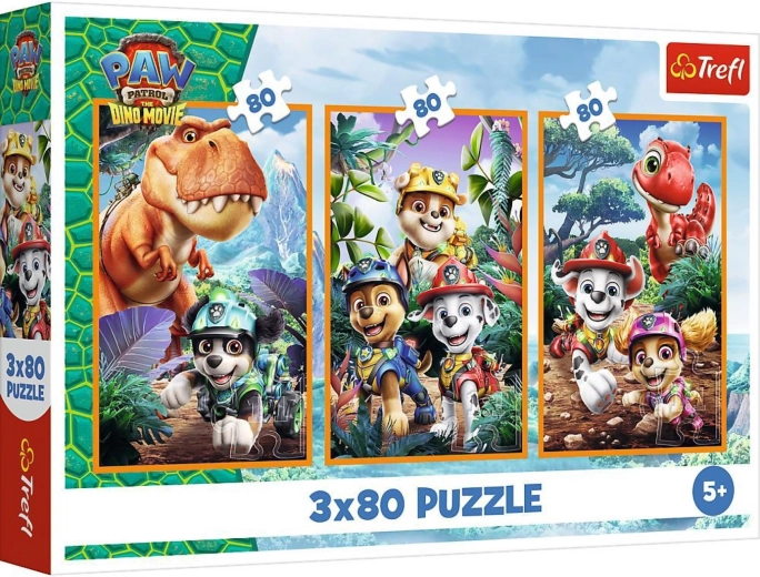 Puzzle 3 în 1 Patrula Cățelușilor: eroii dinozaurilor (3×80 piese)
