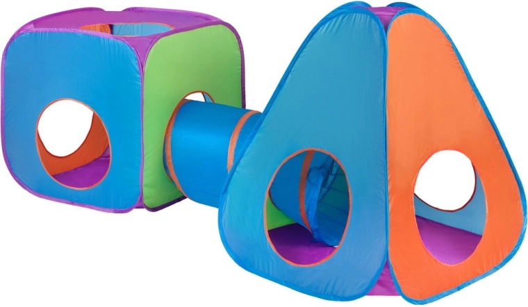 Cort pentru copii 3‑în‑1 cu tunel BABY MIX portocaliu‑albastru