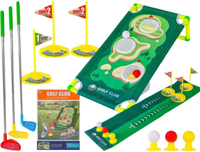 Mini golf – joc pentru copii cu covoraș, crose și accesorii
