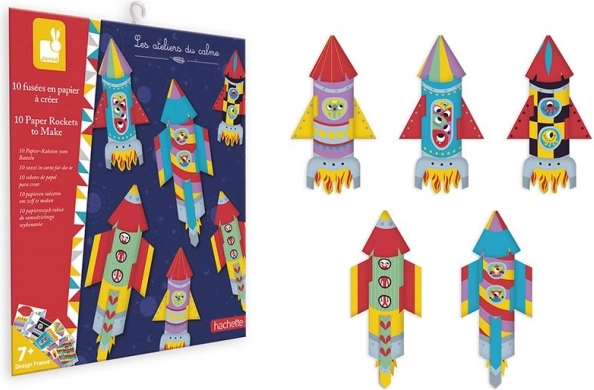janod mini origami rachete – set creativ pentru copii