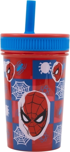 Pahar din plastic Marvel Spider-Man cu pai din silicon 465 ml - 1 bucată