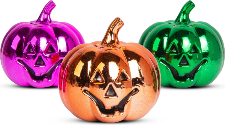 Decorațiune lucioasă de Halloween în formă de dovleac, 6 cm, 3 buc.