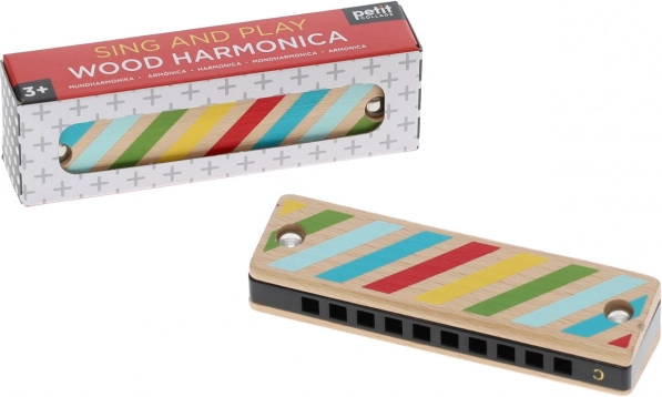 Harmonică din lemn cu dungi și buline
