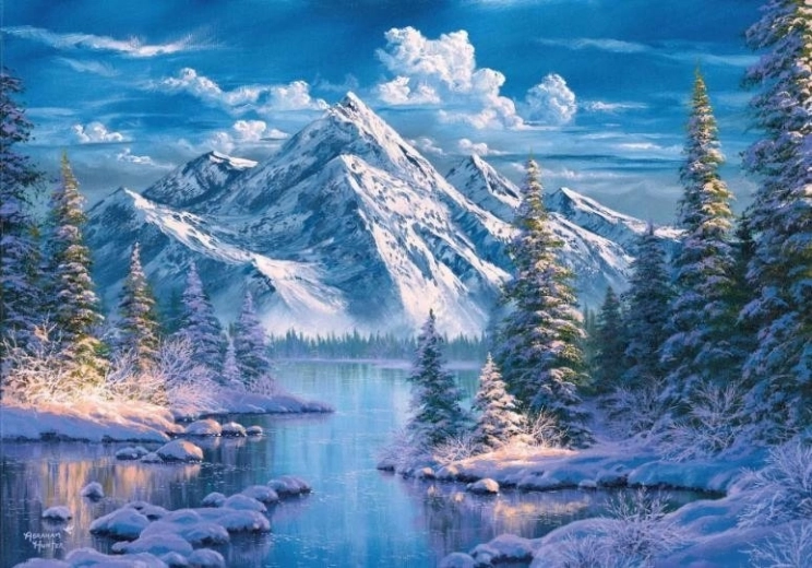 Pictură cu diamante Râu în valea montană