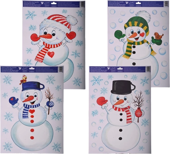 Folie decorativă pentru fereastră cu om de zăpadă 35 × 50 cm (4 variante)
