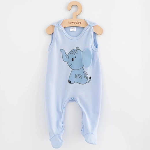 Salopetă din bumbac pentru copii New Baby Happy Elephant albastră