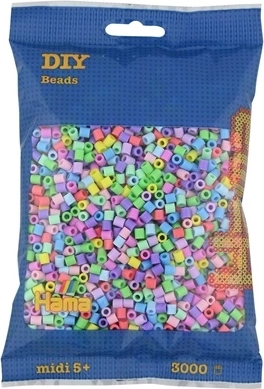 Mărgele de călcat Hama Midi – mix pastel, 3000 buc.