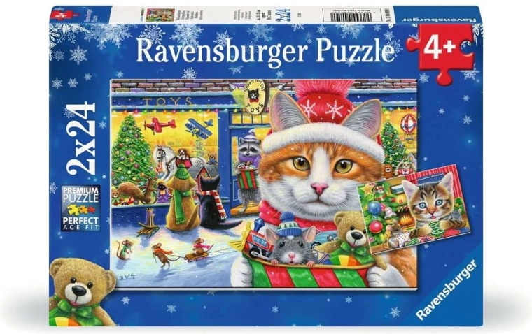 Puzzle Ravensburger Pisici de Crăciun 2×24 piese