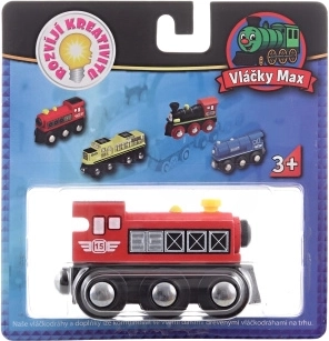 Locomotivă cu aburi din lemn Maxim, roșie