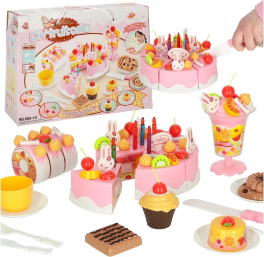 Tort roz roz de tăiat – set pentru copii 75 piese
