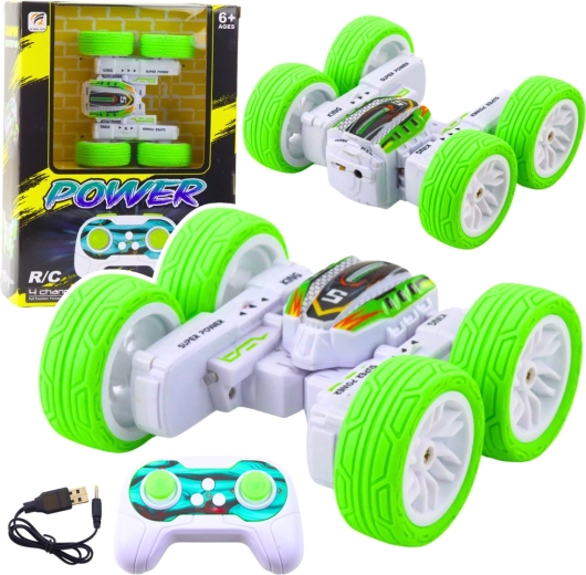 Mașină RC cascadorii 360° 1:32 verde