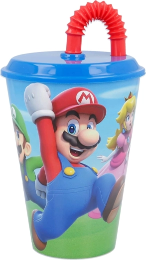 Căniță pentru copii Nintendo Super Mario cu capac și pai 430 ml