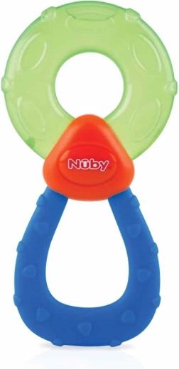 Nuby inel de dentiție cu efect de răcire cu apă distilată, verde-albastru (de la 3 luni)