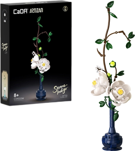 Set de construcție CaDA flori Serene Indigo (bujori) 47,9 cm, 324 piese