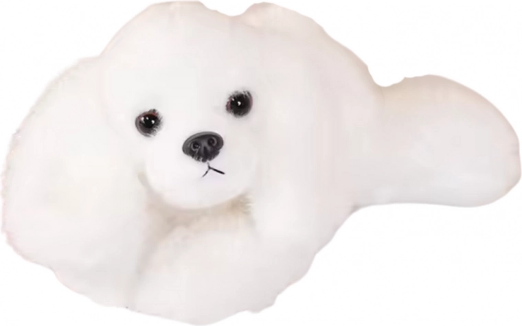Câine de pluș Maltez cu lăbuțe grele alb 30 cm