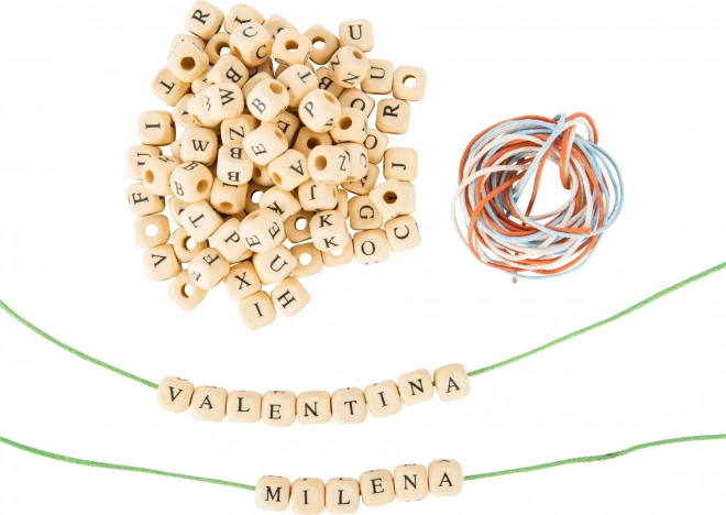 Mărgele din lemn cu litere small foot – set 300 buc