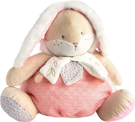 Doudou iepuraș roz cu spațiu de depozitare pentru pijamale 38 cm