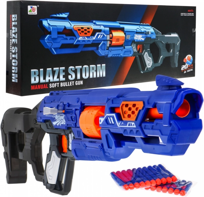 Blaster manual pentru copii BLAZE STORM 8+ cu culisă și 20 de gloanțe din spumă