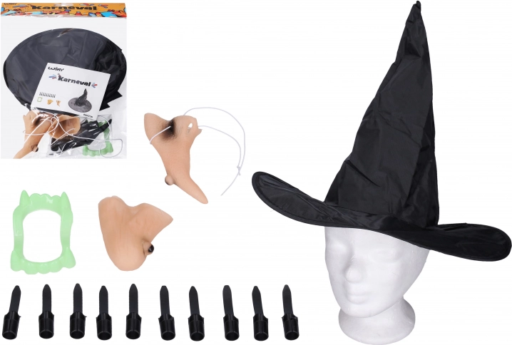 set costum de vrăjitoare cu pălărie și accesorii