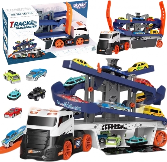 Autotractor interactiv și pistă auto cu lumini și sunete WOOPIE