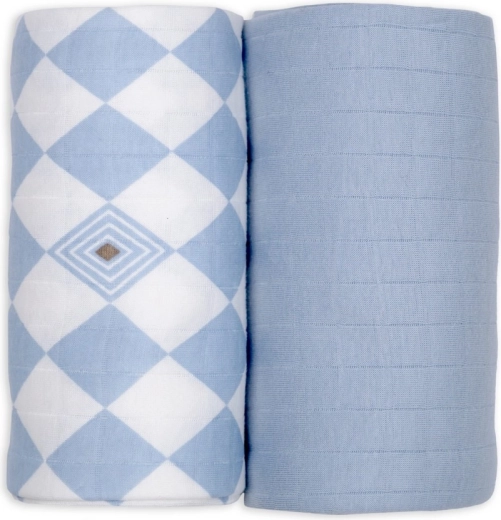 Lodger swaddler din bumbac organic 110 × 110 cm, blue fogg - 2 bucăți