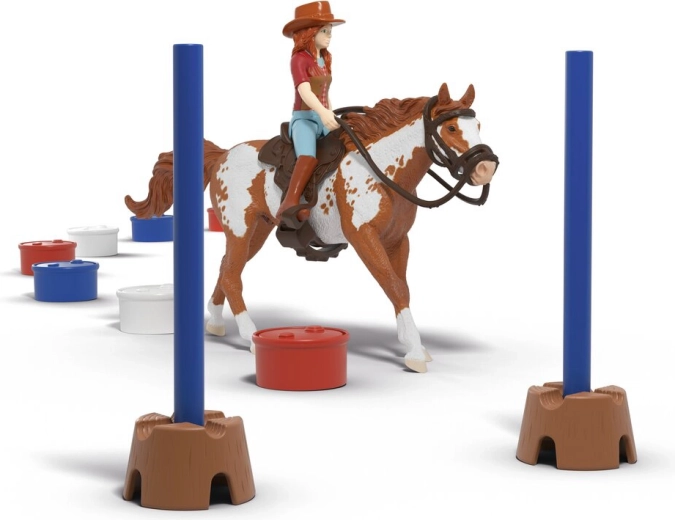 Antrenament de barrel racing și lucru la obstacole