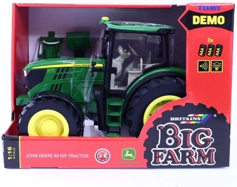 Tractor Tomy Britains Big Farm John Deere 6210R cu lumini și sunete (1:16)