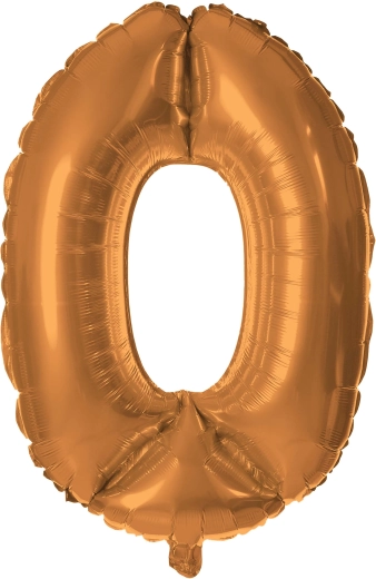 Balon din folie TORO cifră 0, 30 cm, bronz