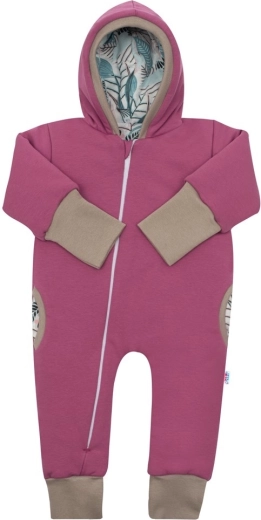 Salopetă de primăvară căptușită cu glugă New Baby Spring roz-violet