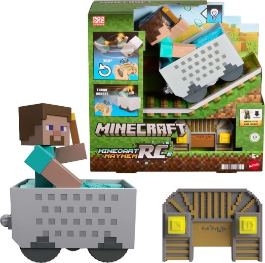 Vagonetă de mină RC Minecraft cu Steve