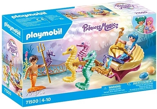 Set figurine Princess Magic – Locuitorii lumii subacvatice cu trăsură trasă de căluți de mare