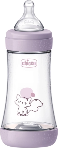 Biberon anti-colici Chicco Perfect5 240 ml pentru fetiță, debit mediu 2 luni+
