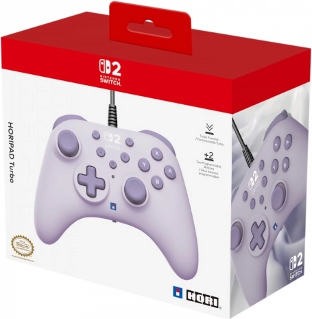 Controller cu fir HORIPAD Turbo pentru Nintendo Switch, culoare Lavender