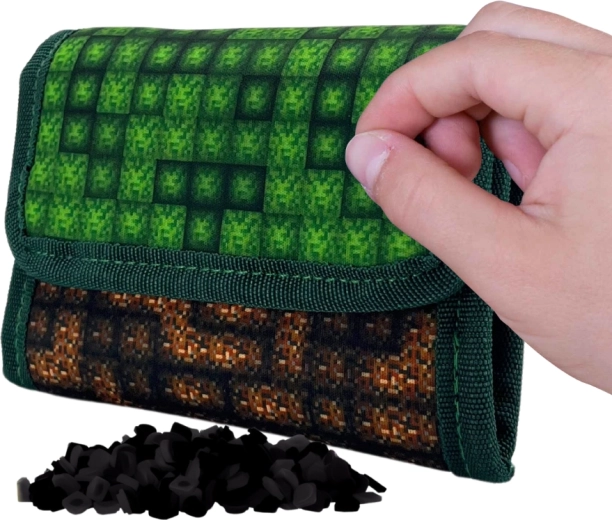 Portofel verde Pixie Crew Mine & craft cu pixeli