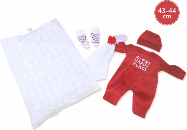 Hăinuțe pentru păpușă NEW BORN 43–44 cm – set din 3 piese cu perniță și păturică de alint