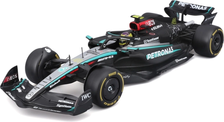 Bburago Mercedes-AMG Petronas W15 2024 #44 Lewis Hamilton – model Formula 1 1:24 în cutie acrilică