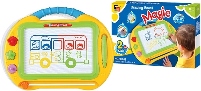 Tăbliță de desen 2în1 în valiză – galbenă