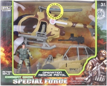 Set militar cu elicopter și mașină blindată pe baterii