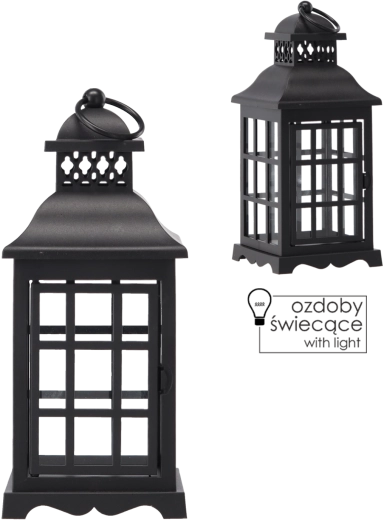 Felinar gol cu ușițe și grilaj – negru