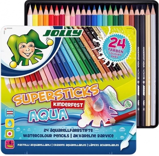 Creioane acuarelabile JOLLY Supersticks Aqua 24 buc în cutie metalică