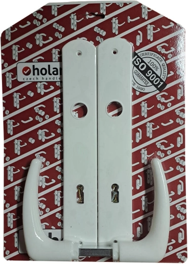 Clanță de ușă Klasik cu plăcuță XXL 90 mm pentru broască BB, albă