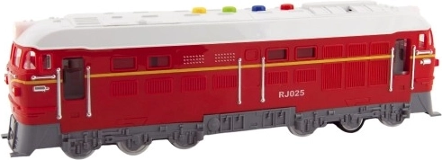 Locomotivă din plastic cu baterii, cu sunet și lumină, 35 cm – Roșu