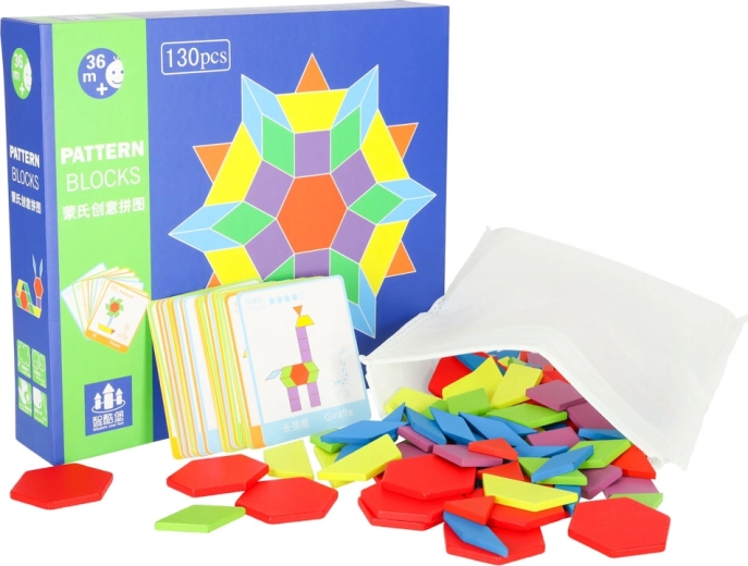 Puzzle mozaic din lemn Montessori 155 piese