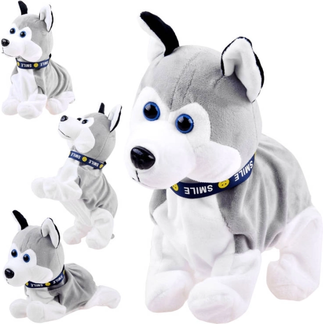 Husky de pluș interactiv cu sunete și trucuri la atingere