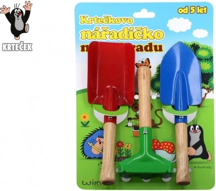 unelte de grădinărit pentru copii Cârtița – metal și lemn, set 3 buc