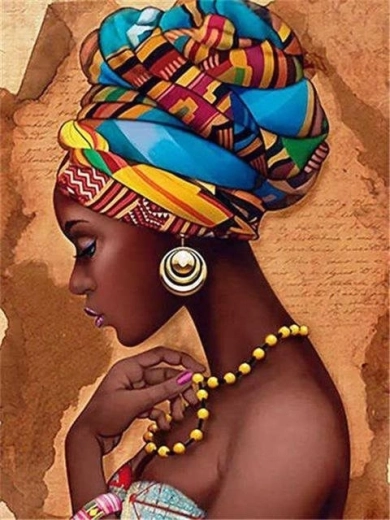 Norimpex pictură cu diamante Femeie africană cu turban 30 × 40 cm